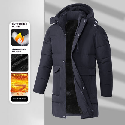 Fashionable Long Velvet Padded Coat - Thickened & Warm

