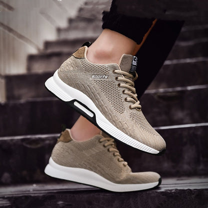 Fly-Knit Mesh Sneakers – Wear-Resistant Men’s Shoes, +6cm Height Fly-knit Sneakers Mesh Wear-resistant In | Ectron Online