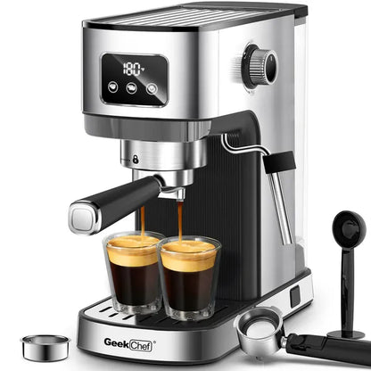 Geek Chef Stainless Steel Espresso Machine - Pod Compatible with Frother Geek Chef Espresso Machine, Cappuccino & | Ectron Online