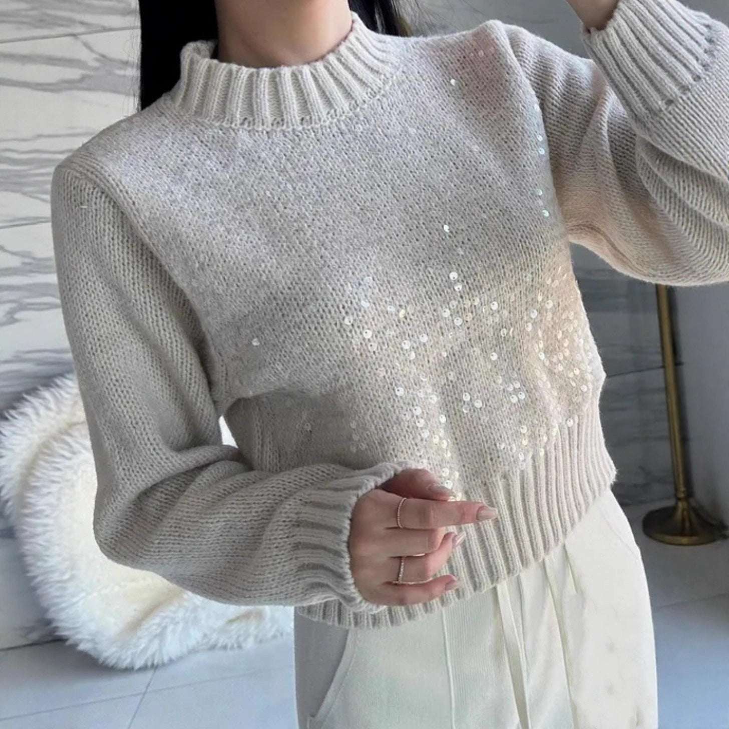 Heavy Embroidery & Sequins Pullover