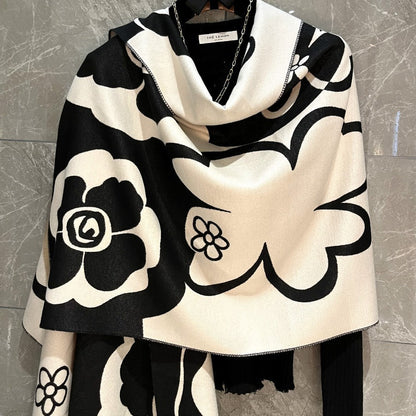 High-Grade Black & White Versatile Scarf | Warm Shawl for Summer A/C Air-conditioned Room Spring And Summer H | Ectron Online