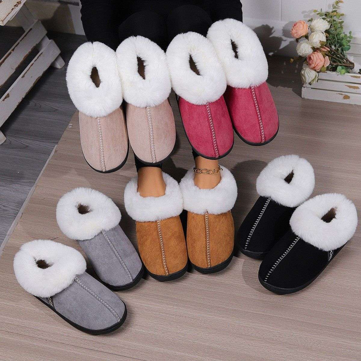 Home Cotton Slippers for Women – Non-slip Neutral Design Home Cotton Slippers Women's Non-slip Ne | Ectron Online