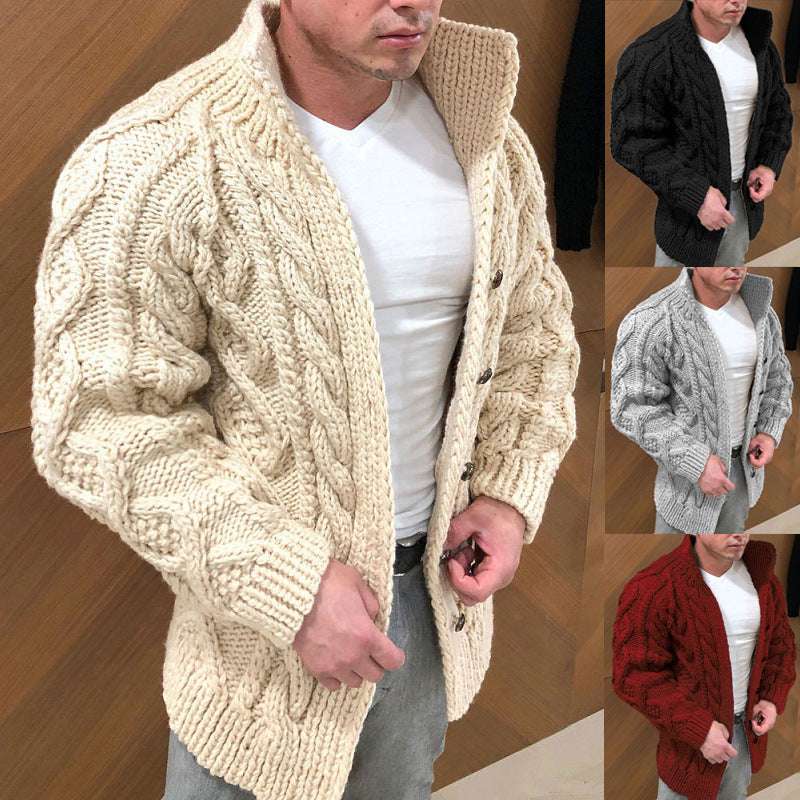 Knit Cardigan with Rope Button Closure