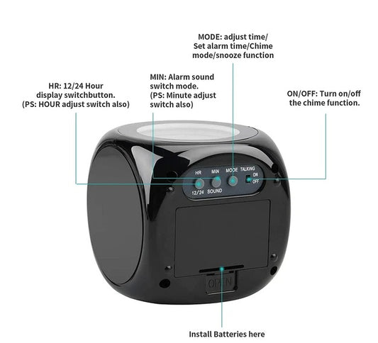 LED Projection Alarm Clock with Voice Talking | Digital LCD Snooze