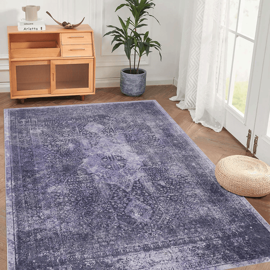 Large 8x10 foot anthracite grey area rug from the Maval collection, featuring a machine-washable fabric and a modern solid-toned design.