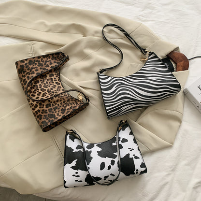 Leopard Print & Striped Niche Handbag | Trendy Underarm Shoulder Bag Fashion striped spotted niche handbags l | Ectron Online
