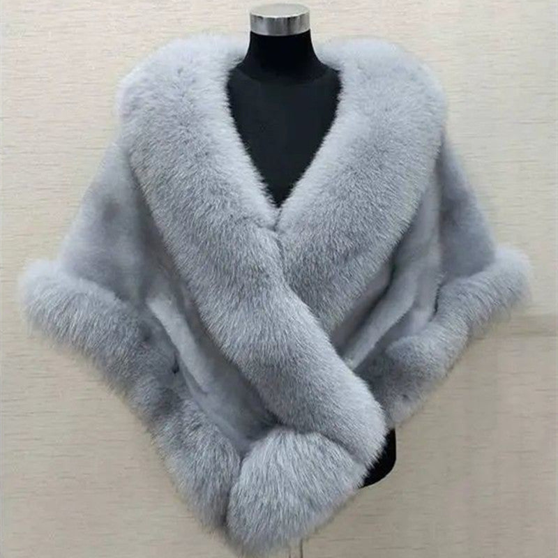 Luxury Faux Mink Fox Fur Dress Shawl & Cape

