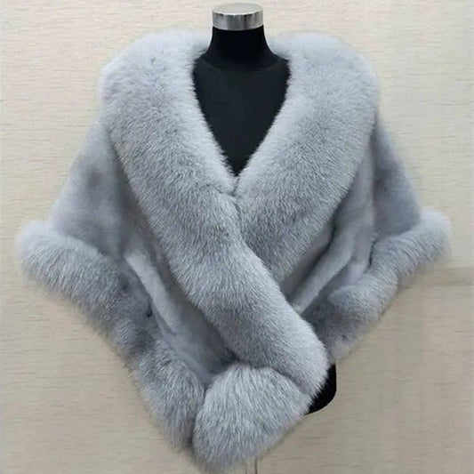 Luxury Faux Mink Fox Fur Dress Shawl & Cape


