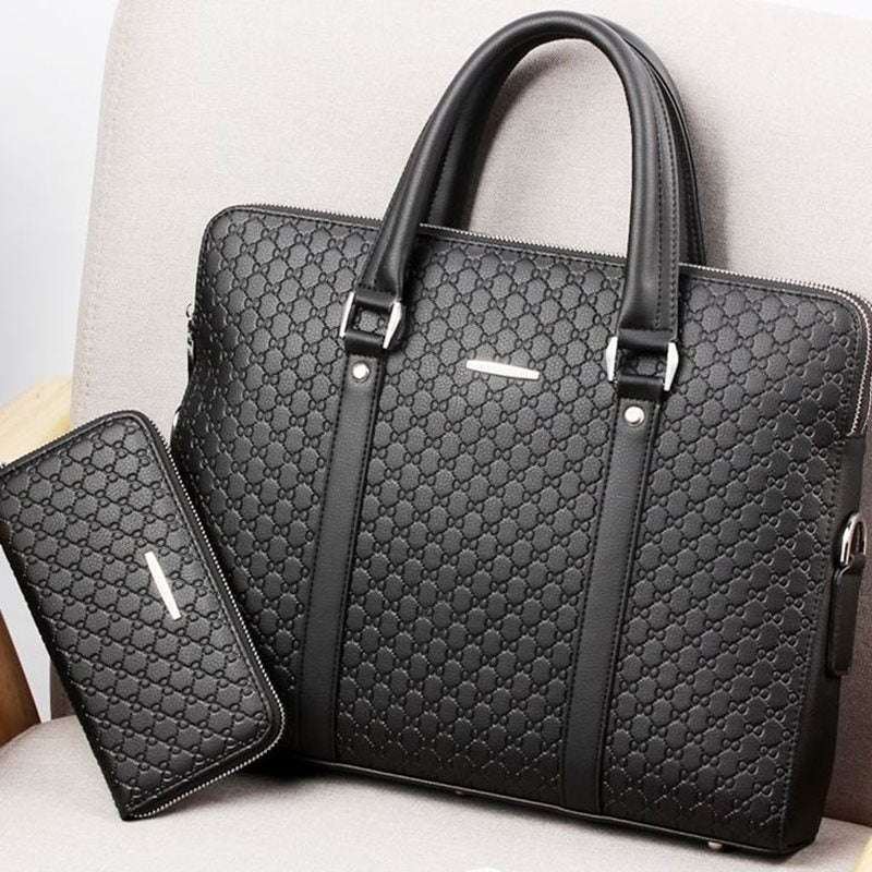 Men's Briefcase with Embossed Letters Men bag handbag leather business briefca | Ectron Online