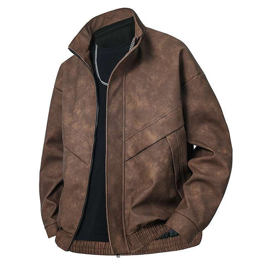 Men's Handsome Slim Fit Leather Coat

