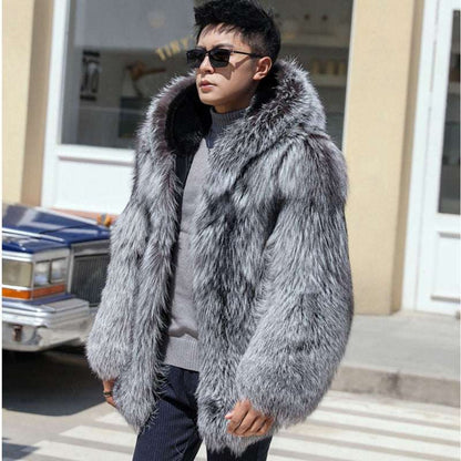 Men's Hooded Mink Fur Coat