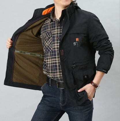 Men's Casual Mid-Length Hooded Outdoor Jacket - Plus Size Men's Medium To Long Casual Outdoor Hood | Ectron Online