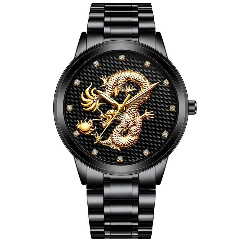 Men's Embossed Golden Dragon Quartz Watch New Men's Embossed Golden Dragon Playing | Ectron Online