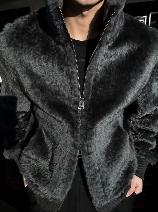 Men's Fashion Plush Zipper Jacket