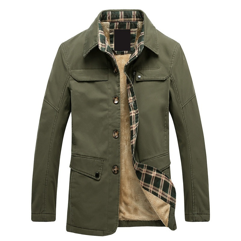 Green jacket with plaid lining 