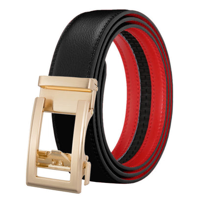 Men's Leather Belt with Automatic Buckle
