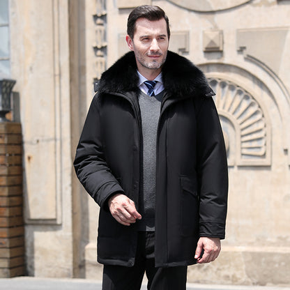 Men's Mid-Length Coat with Detachable Liner