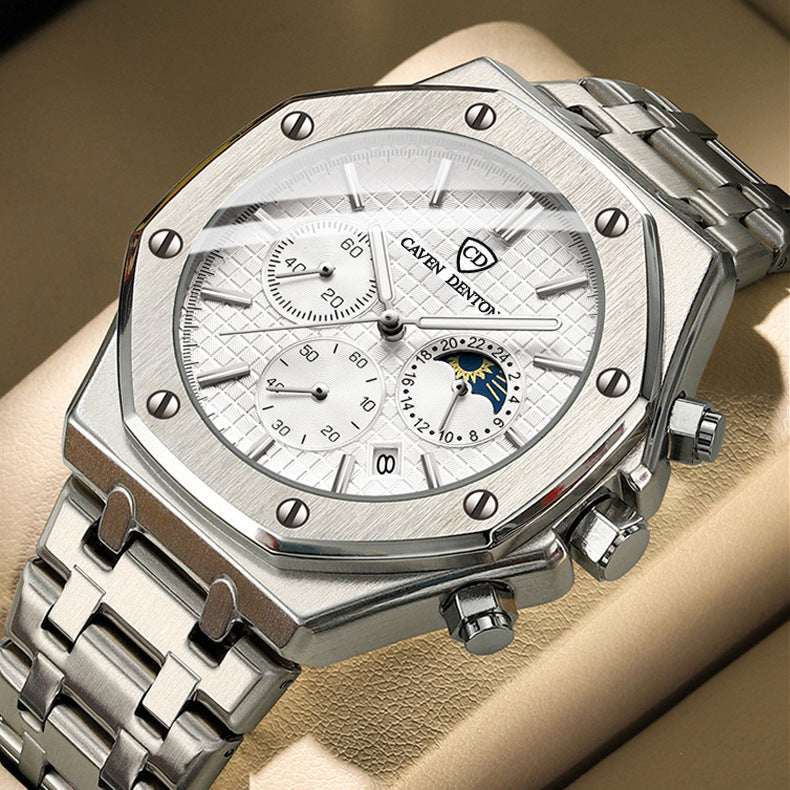 Men's Moon Phase Multi-function Watch Waterproof High-grade Three Eyes And Six | Ectron Online