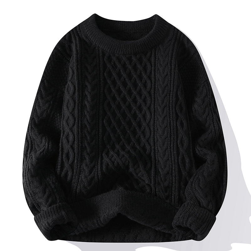 Men's New Autumn Winter Twist Knit Sweater - Casual Round Neck Pullover