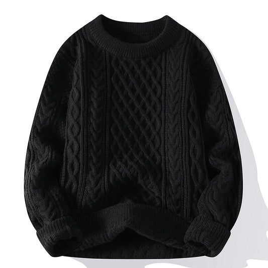 Men's New Autumn Winter Twist Knit Sweater - Casual Round Neck Pullover