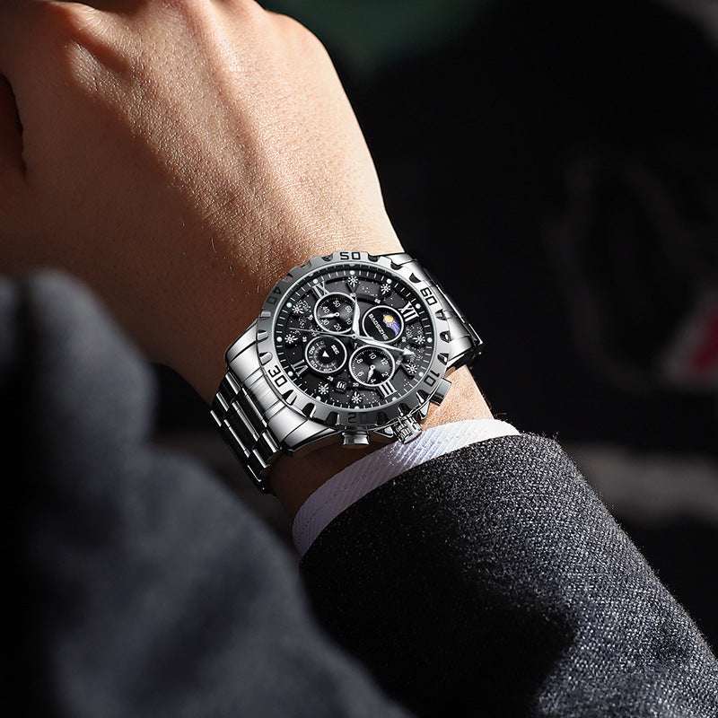 Men's Waterproof Quartz Watch Automatic Non-mechanical Watch Steel Bel | Ectron Online