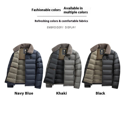 Men's Winter Business Casual Coat with Lapels & Fur Collar

