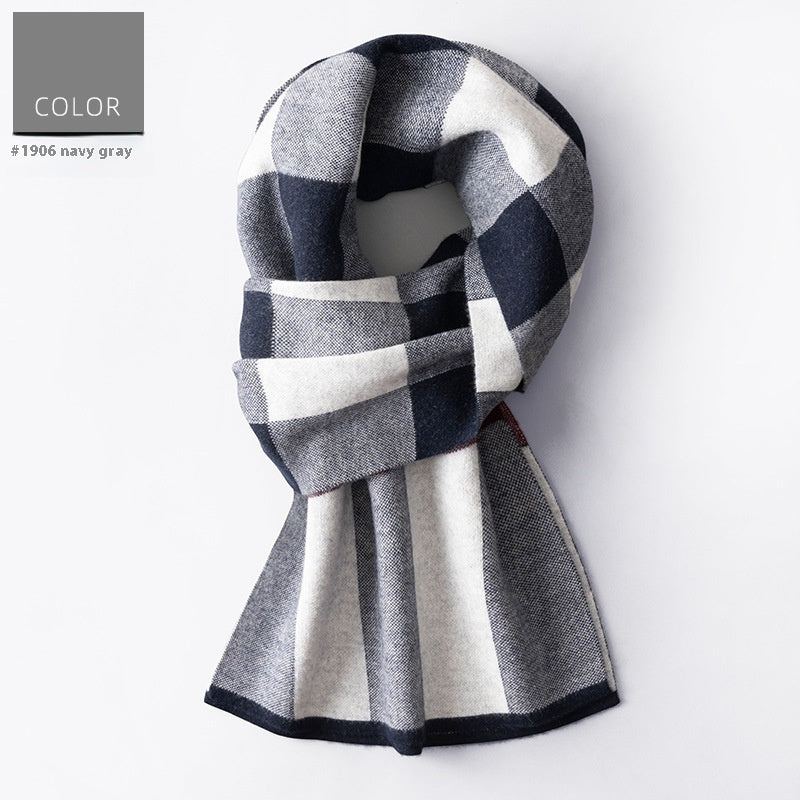 Men's Winter Plaid Wool Scarf Wool Scarf Men's Winter Plaid Double-sid | Ectron Online