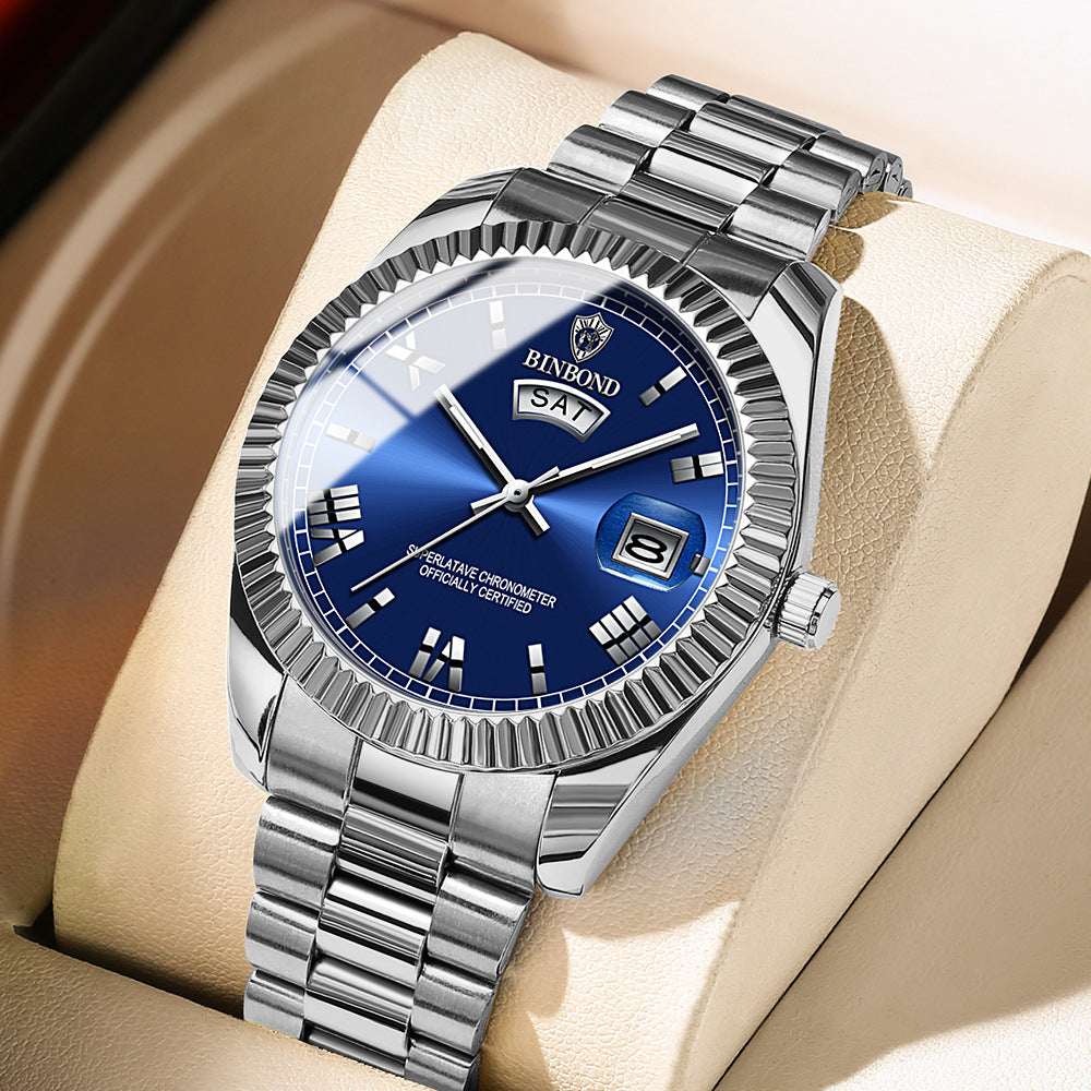 Men's &amp; Women's Blue Quartz Business Watch Set Blue Quartz Watch Couple Business Watch | Ectron Online