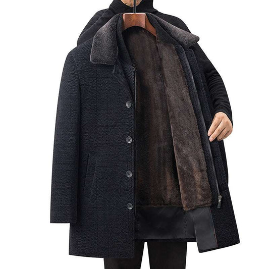 Middle-Aged Fleece-Lined Detachable Two-Piece Winter Coat