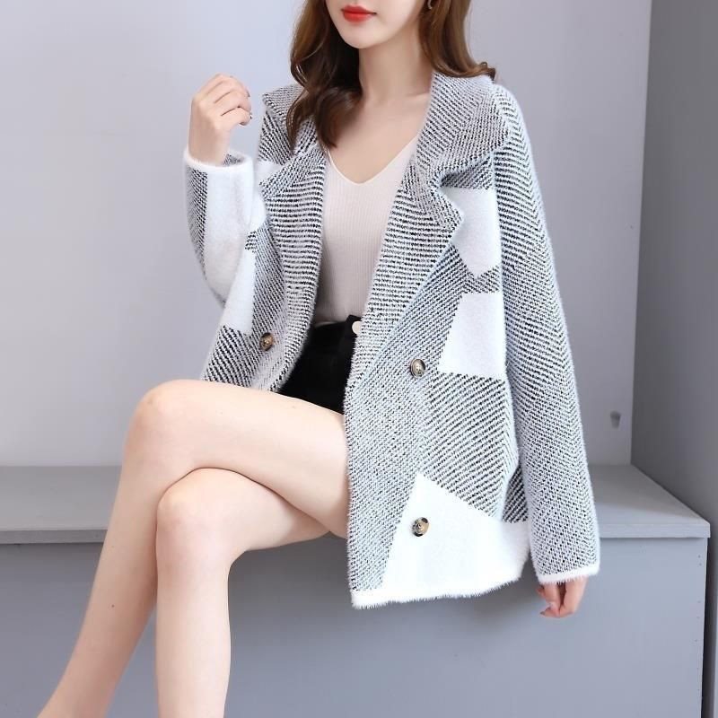 Mink Fur Knit Cardigan - Loose, Thick & All-Matching Mink Fur Women's Coat Wear Loose All-mat | Ectron Online