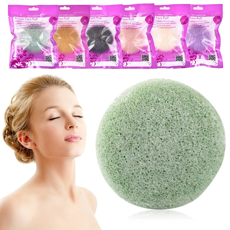 Natural Konjac Facial Sponge - Round Exfoliating Cleansing Puff