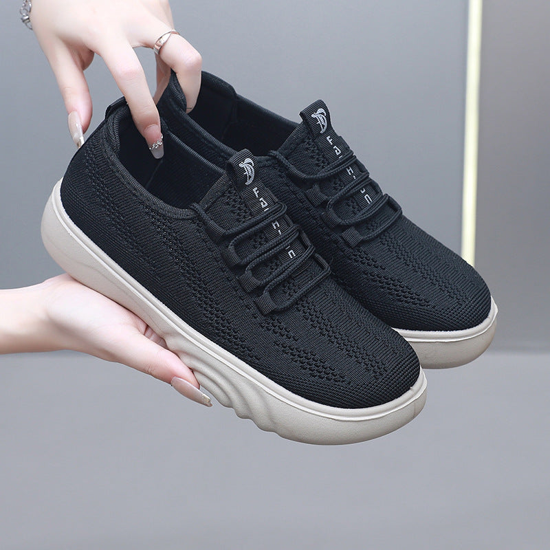 Spring And Autumn Old Beijing Cloth Shoes Women Casual Mom Shoes Knit Breathable Pumps