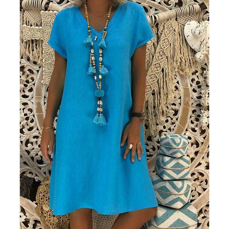 Casual Women’s V-Neck Dress – Comfortable Everyday Wear Casual V-neck Women's Clothing Dress | Ectron Online
