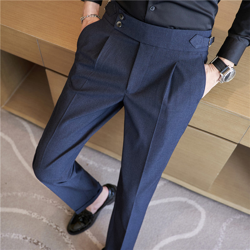 Men's High-Waist Casual & Slim Fit Trousers High Waist Casual Slim Fit Suit Pants | Ectron Online