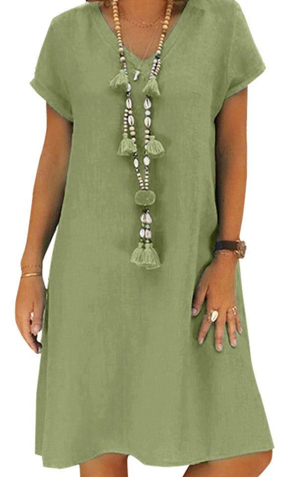 Casual Women’s V-Neck Dress – Comfortable Everyday Wear Casual V-neck Women's Clothing Dress | Ectron Online