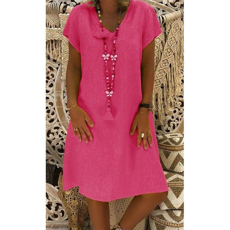Casual Women’s V-Neck Dress – Comfortable Everyday Wear Casual V-neck Women's Clothing Dress | Ectron Online