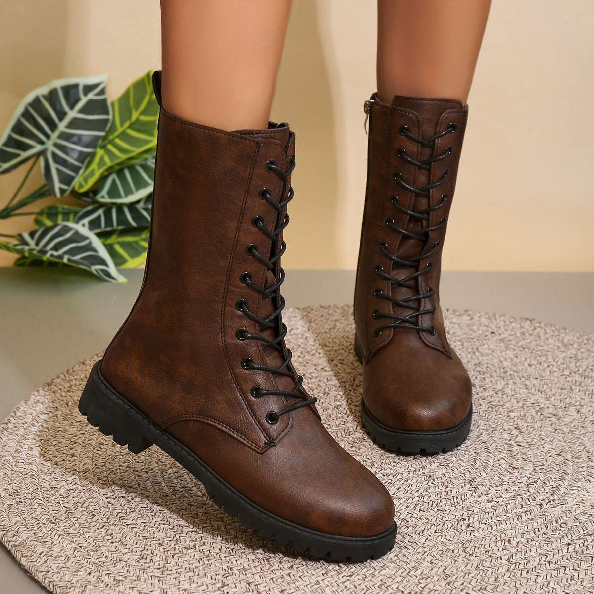 British Style Round Toe Boots - Thick Sole & Side Zipper British Style Round Toe Side Zipper Thic | Ectron Online