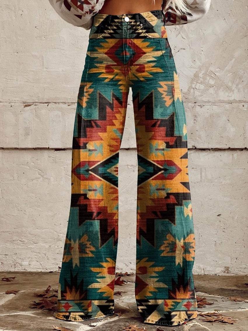 Wide-legged Pants Thermal - Denim Trousers Wide-legged Pants Thermal Transfer Bell- | Ectron Online