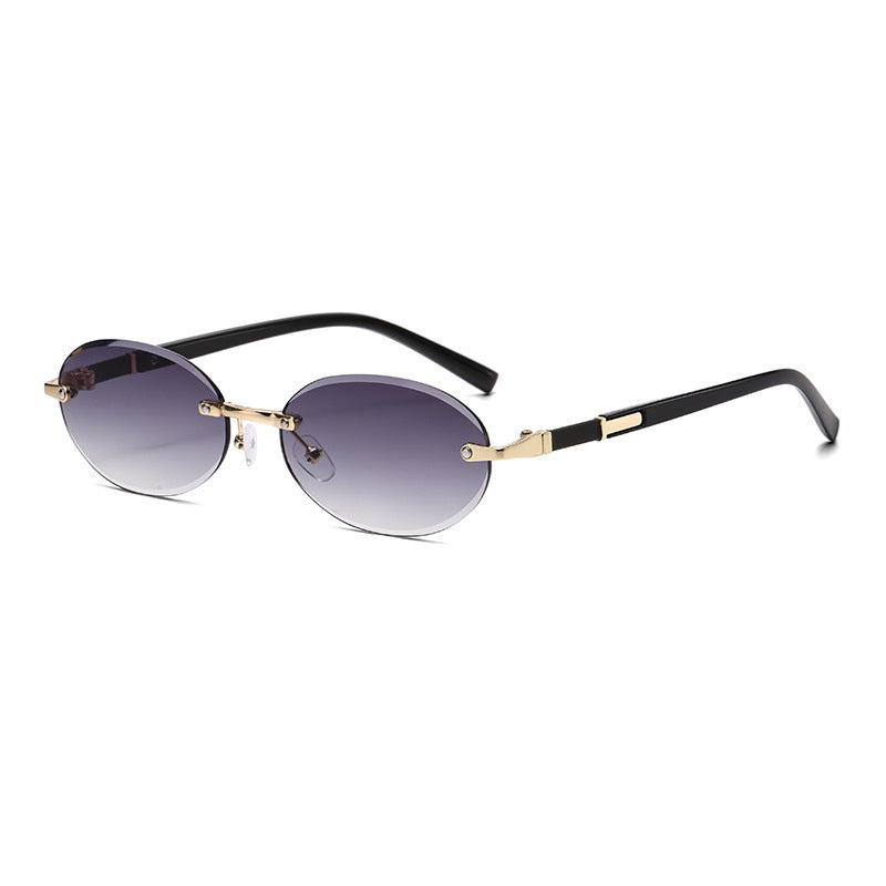 Frameless Oval Sunglasses – Minimalist UV400 Fashion Shades Trimming Oval Frame Sunglasses Frameless | Ectron Online