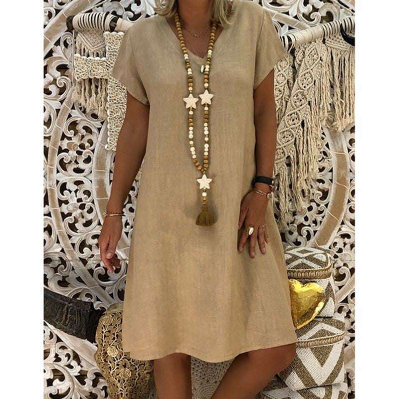 Casual Women’s V-Neck Dress – Comfortable Everyday Wear Casual V-neck Women's Clothing Dress | Ectron Online