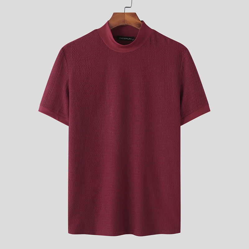 Men’s Turtleneck Knitted Shirt – Solid Colour Base Layer Men's Fashionable Simple Turtleneck Soli | Ectron Online