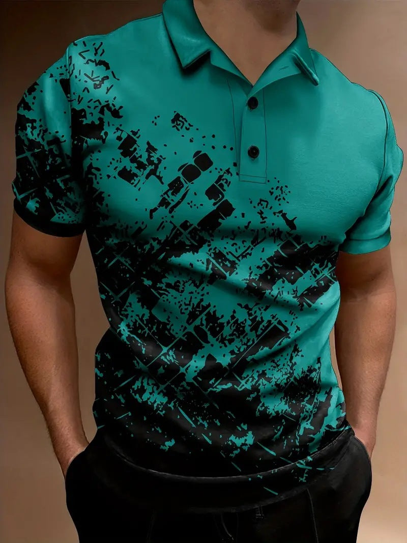 Men’s Printed Polo Shirt – Breathable Fashion Short Sleeve Top Men's Print Breathable Fashion Polo Shir | Ectron Online
