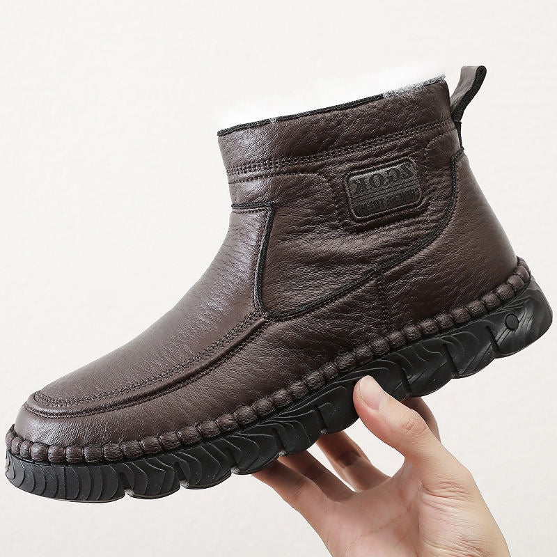 Men’s Wool-Lined High-Top Cotton Boots – Warm & Non-Slip Wool Warm Male Cotton Boots High-top Thi | Ectron Online