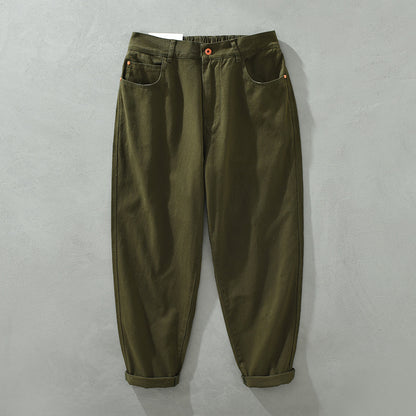 Casual Straight Trousers Trendy Retro Elastic Waist Men's Pants Loose Cargo Style Pants