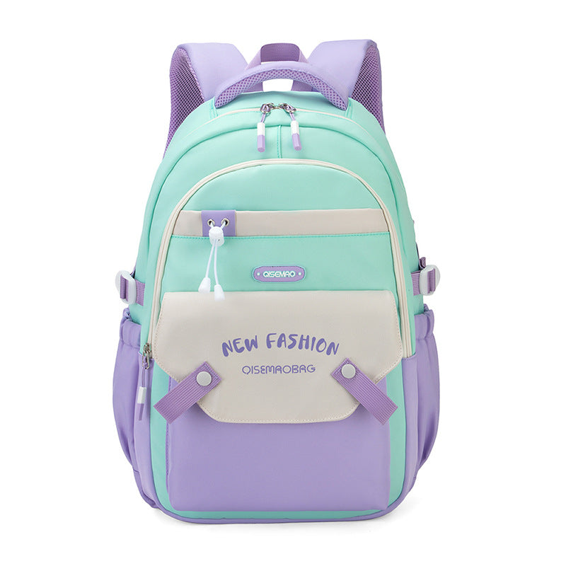 Vibrant Contrast Schoolbag for Girls – Stylish & Waterproof New Student Schoolbag Colorful Contrast | Ectron Online