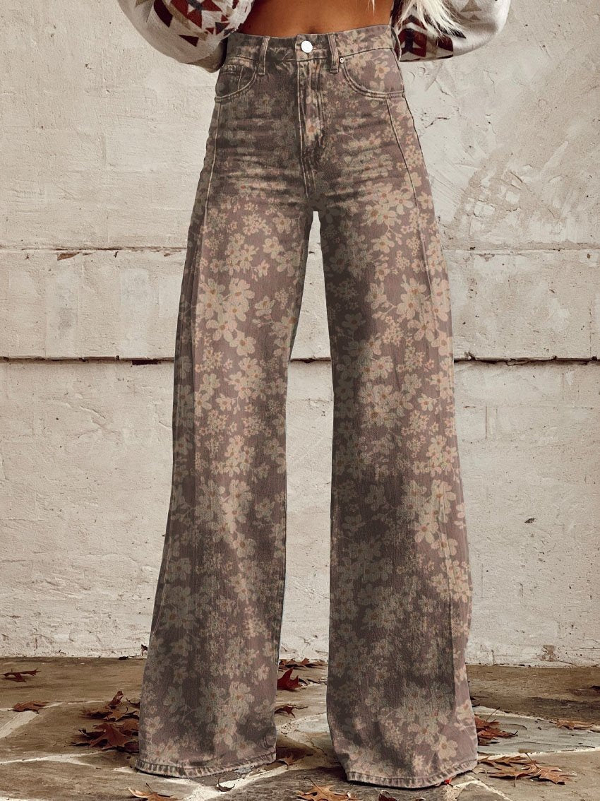 Wide-legged Pants Thermal - Denim Trousers Wide-legged Pants Thermal Transfer Bell- | Ectron Online