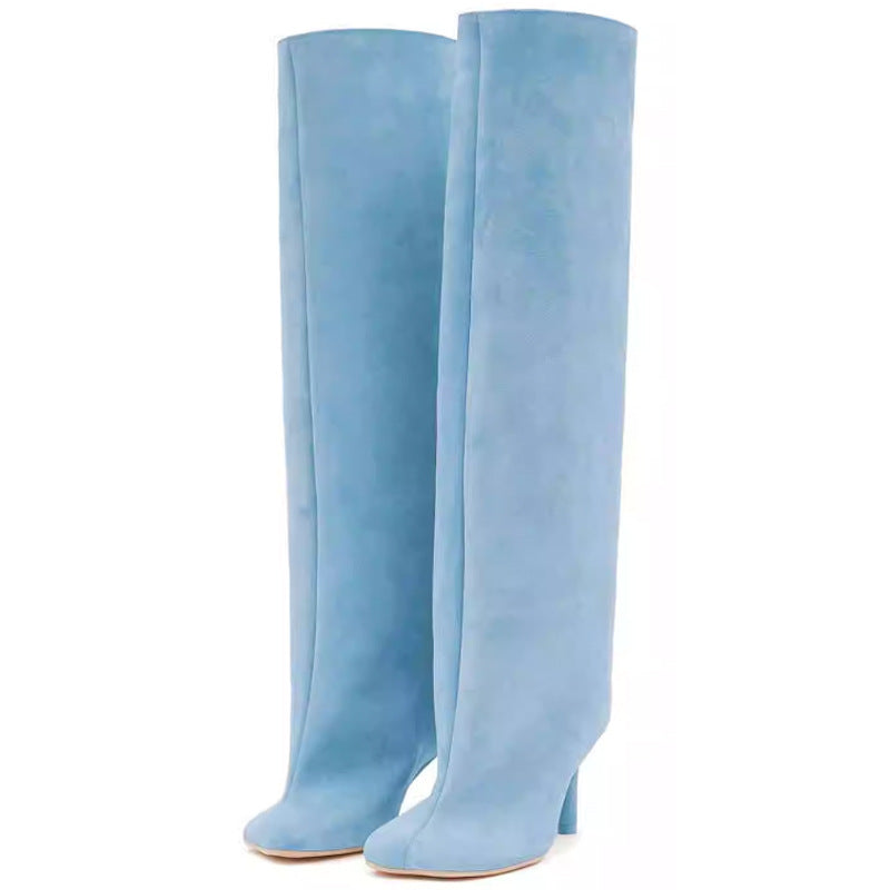 Square Toe High-Heel Boots - Modern & Elegant Stitching Simple Stitching Square Head Loose Sleev | Ectron Online