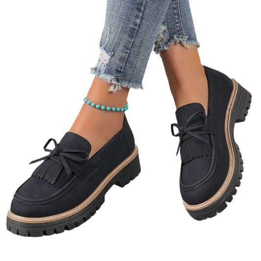 Plus Size Women's Loafers - Tassel & Thick Heel Plus Size Loafers Women Tassel Thick Hee | Ectron Online