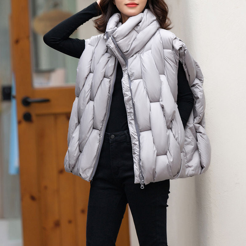 Women's Stand Collar Down Vest - Fried Street Style Fried Street Stand Collar Down Women's C | Ectron Online