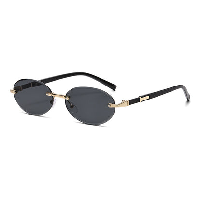 Trimming Oval Frame Sunglasses Frameless Hot Girl Sunglasses